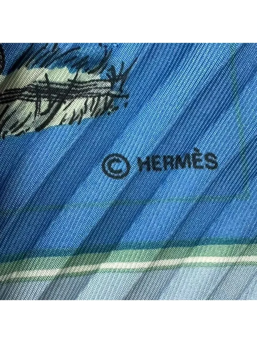 Hermes Pleats Scarf Silk Couvertures Et Tenues de Jour Horsewear Blue